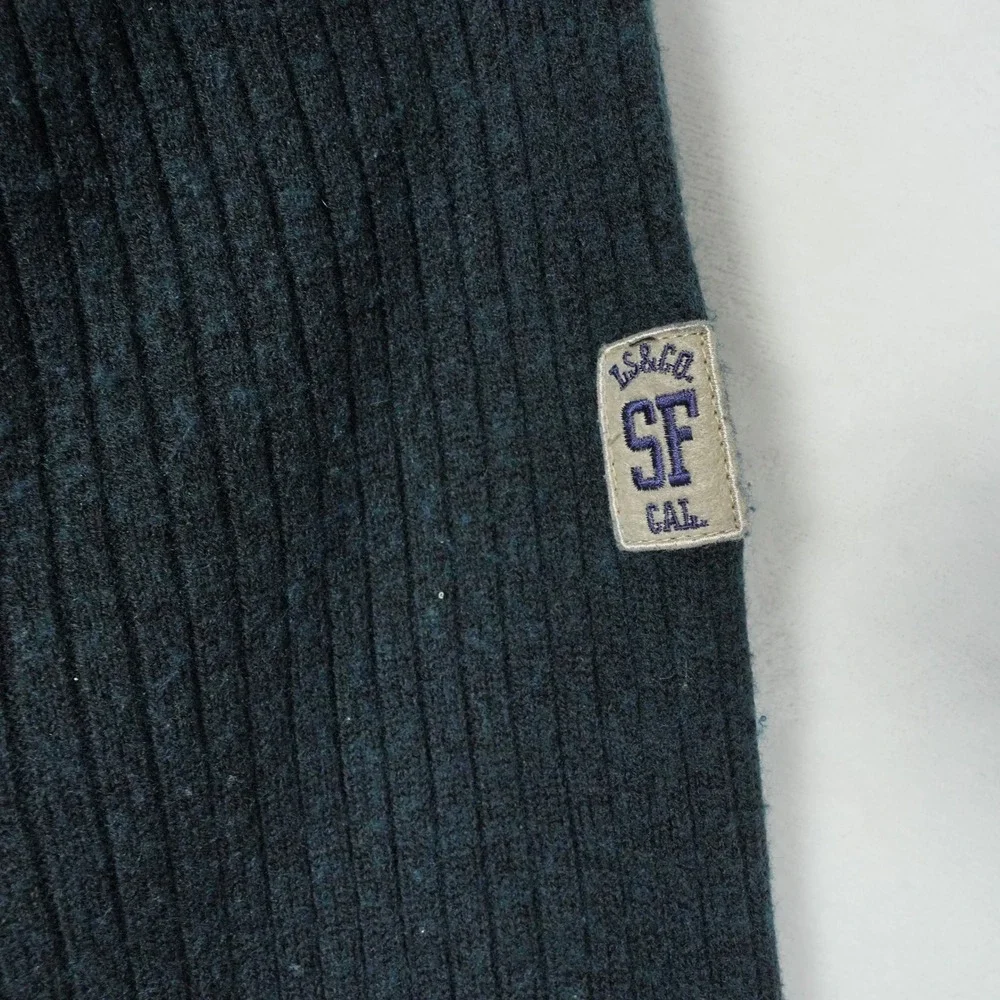 Vtg Y2K Levis Dry Goods Mens 1/4 Zip Ribbed Wool Blend Sweater Large SF CAL‎